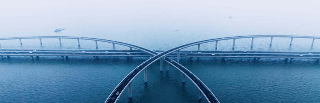 Aerial view of cross-sea bridge